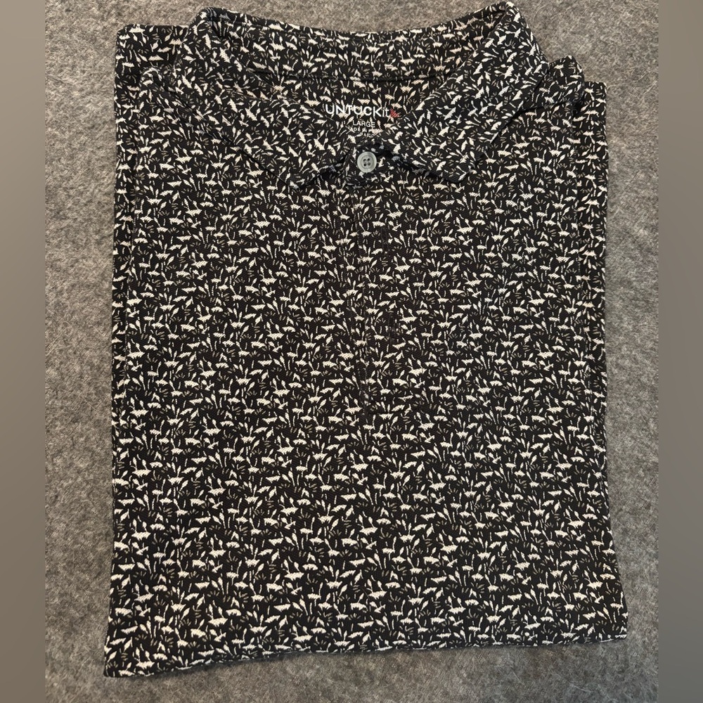 UNTUCKit Black and White Knit Polo Shirt